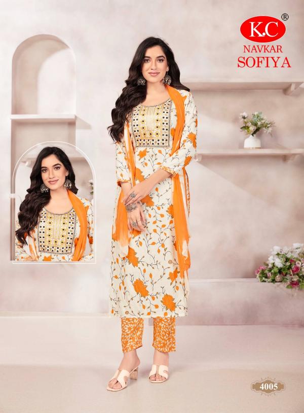 Kc Sofiya Vol 4 Rayon Printed Kurti Bottom With Dupatta